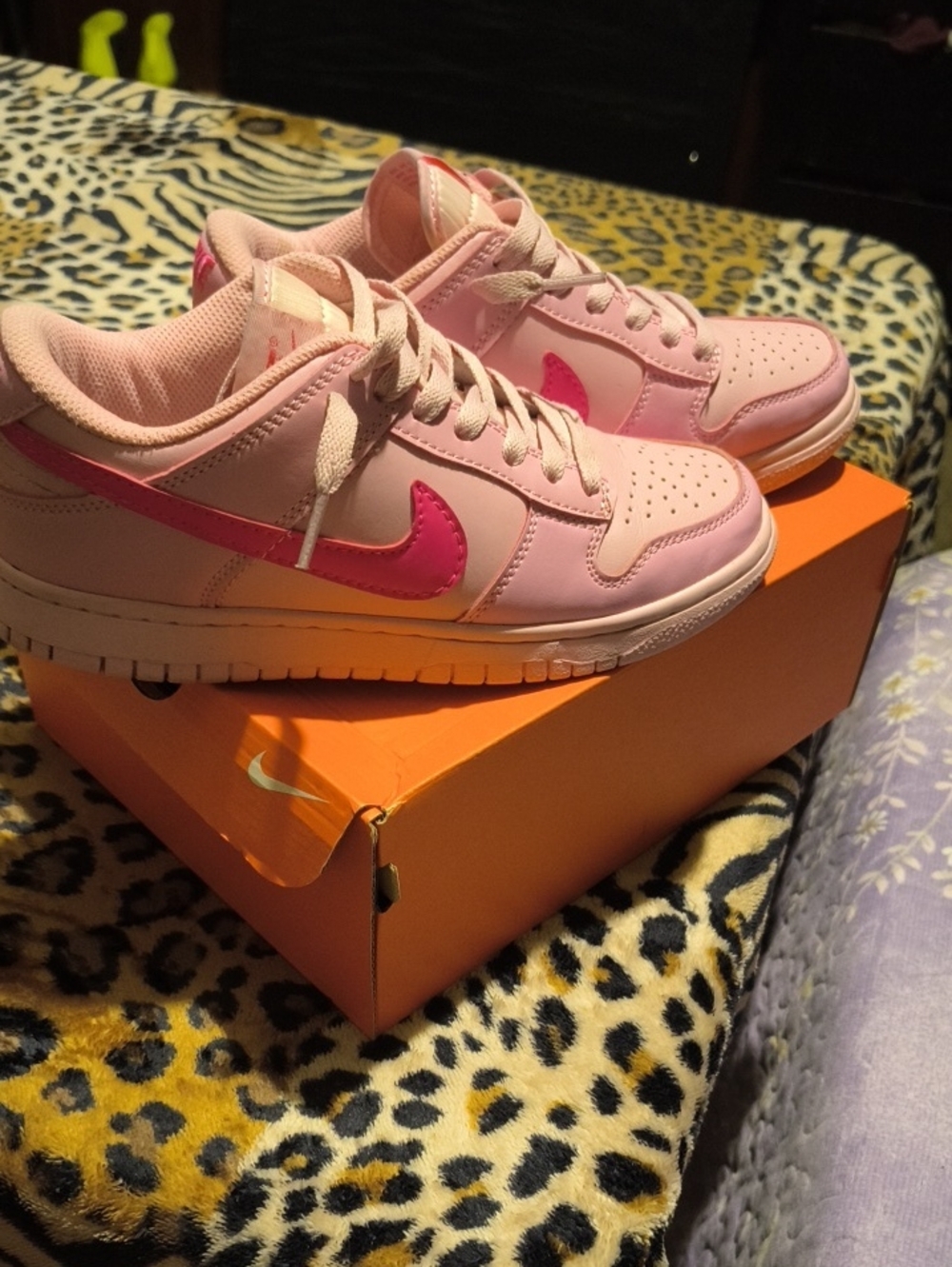 Nike Women's Light Pink Low-Top Sneakers with Hot Pink Swoosh